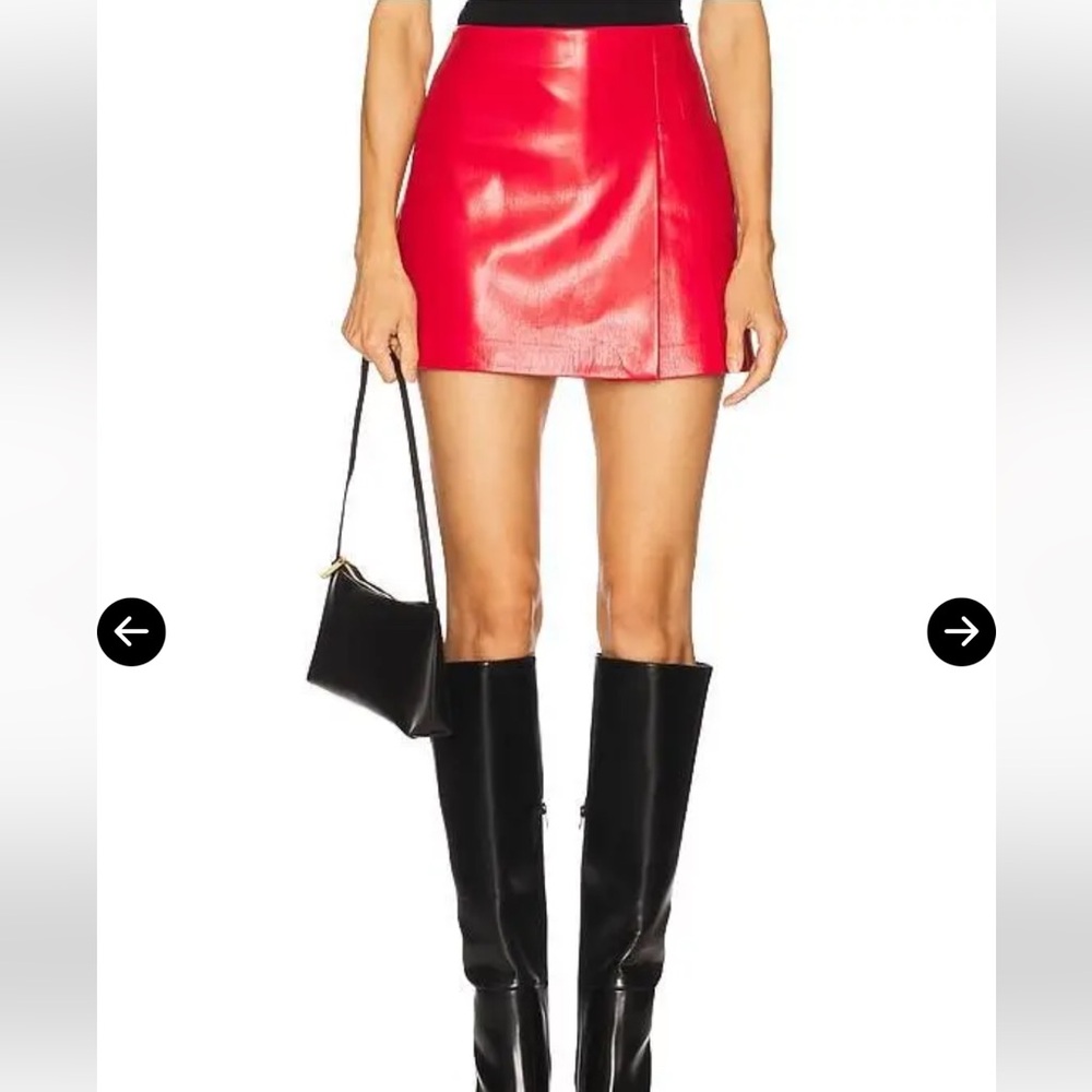 Alice + Olivia Red Faux Leather Mini Skirt